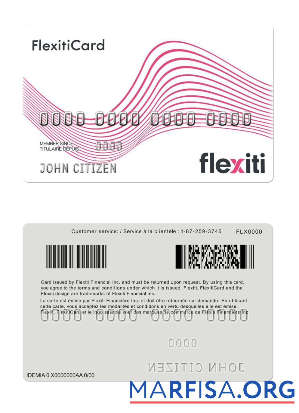 Realistic Canada Flexiti card sample